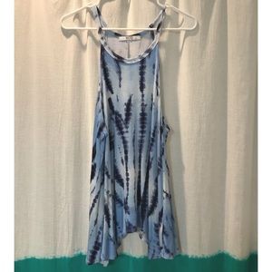 High Neck Blue Tie-Dye Tank